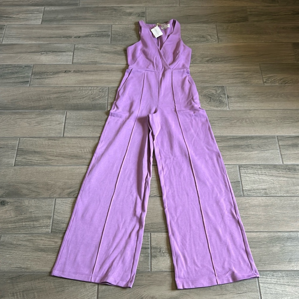 Victor glemaud purple zip up jumpsuit